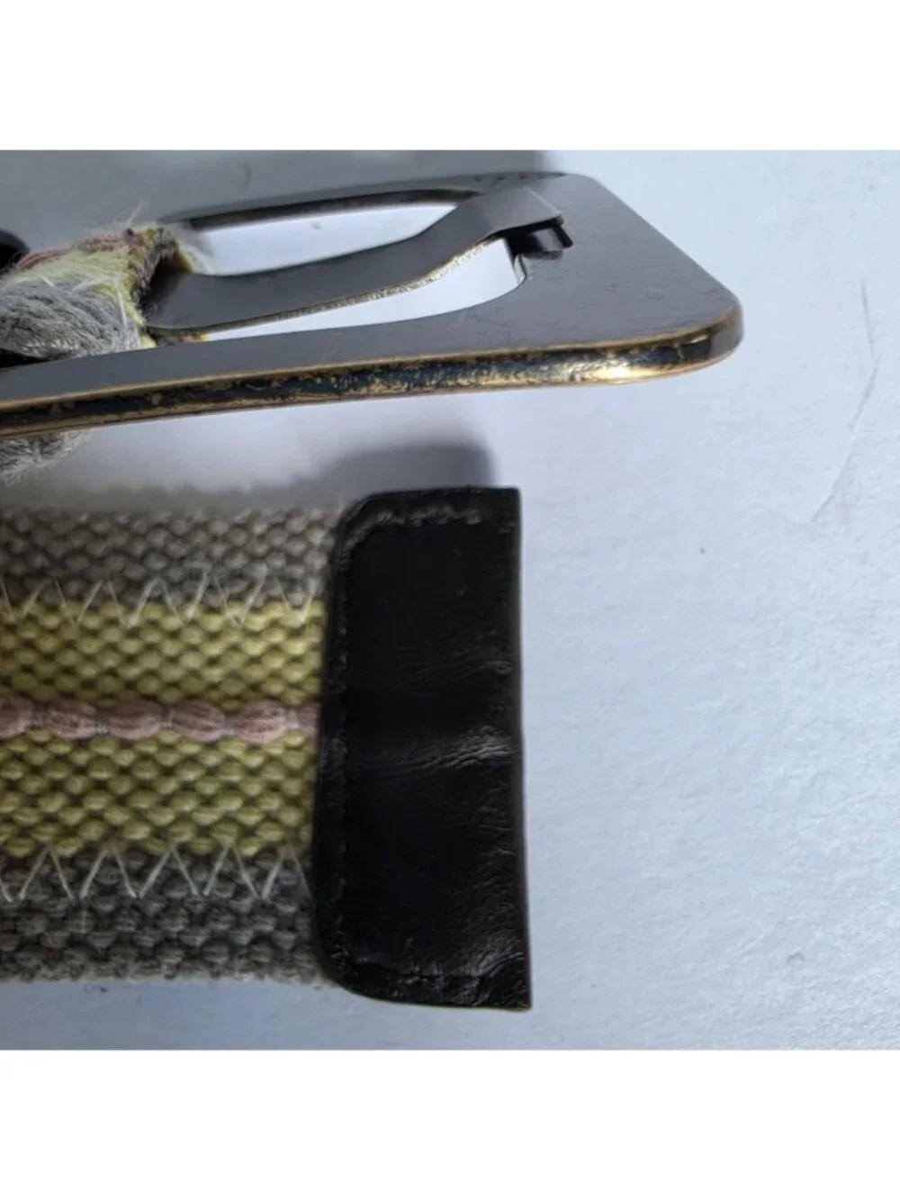 EDC by Esprit Belt Size 10 Striped Canvas Web Belt Y2K Pastel Grommet Buckle